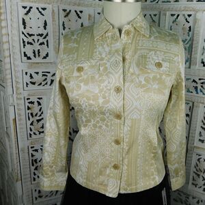 White and tan jean jacket NWOT  Size M